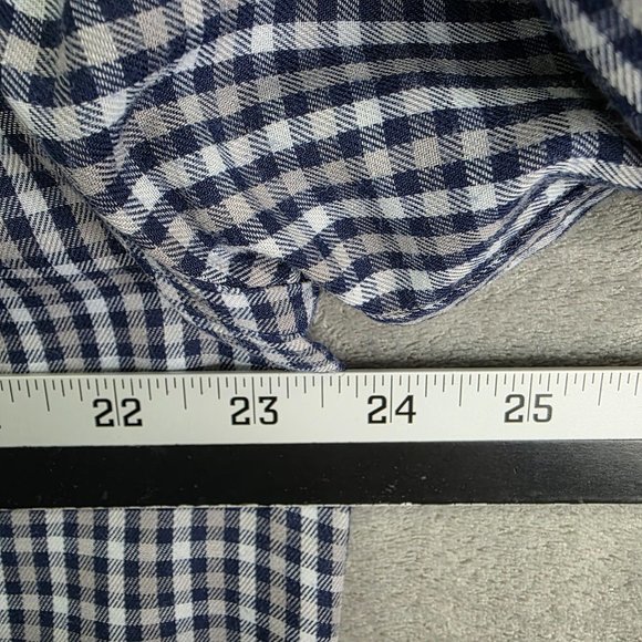Mens Chaps Navy & White Gingham Check Shirt Button Down Pocket Cotton Blend M - Picture 7 of 9